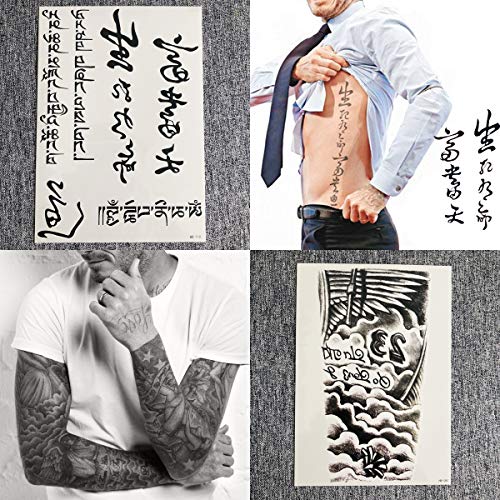 Kotbs 6 Sheets Temporary Tattoos for Men Women Neck Arm Body Tattoo Sticker Body Art Make up Temporary Tattoo Custom Paper Transfer Fake Tattoo