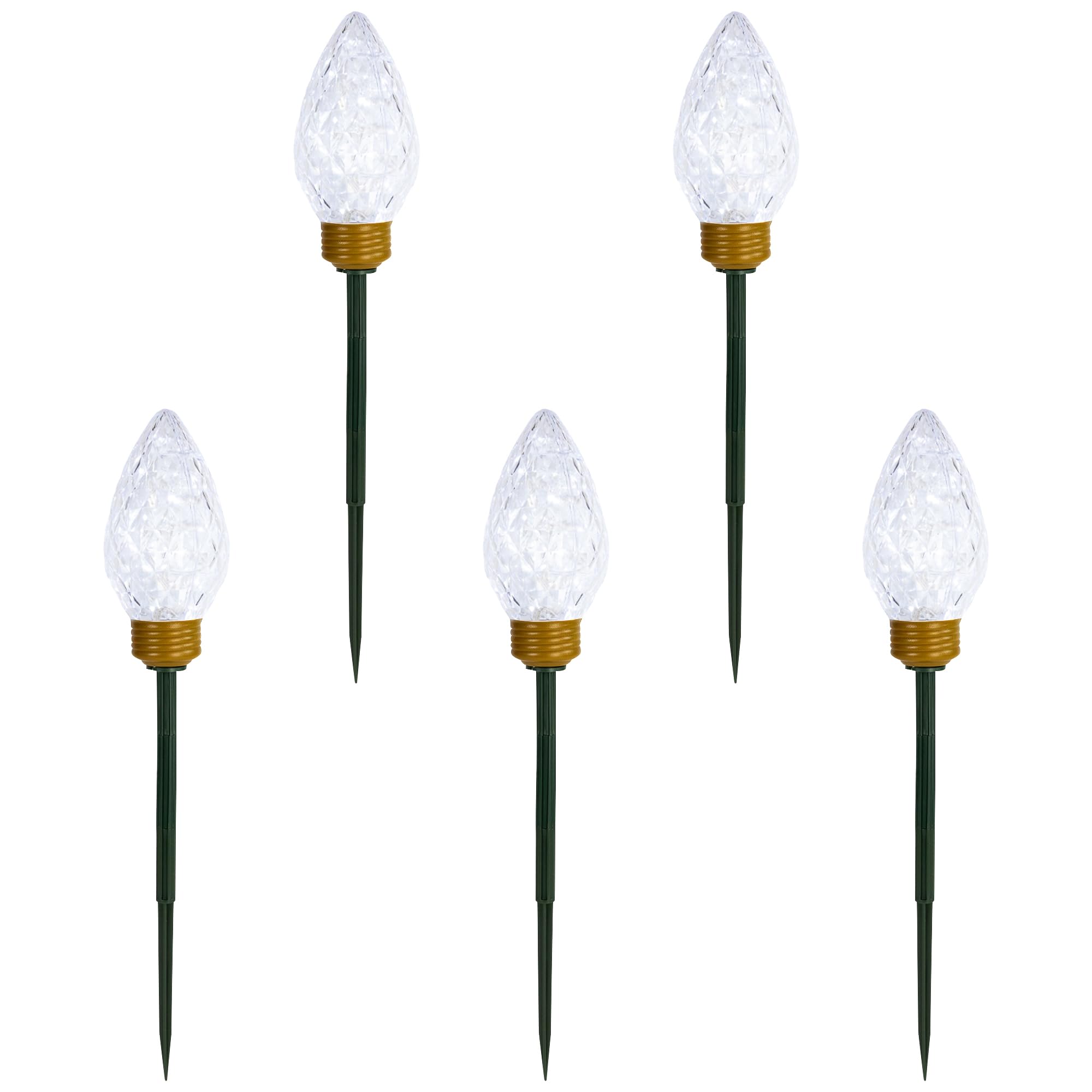 Northlight LED Lighted C9 Style Christmas Pathway Lawn Stakes - 8'- Clear - 5ct