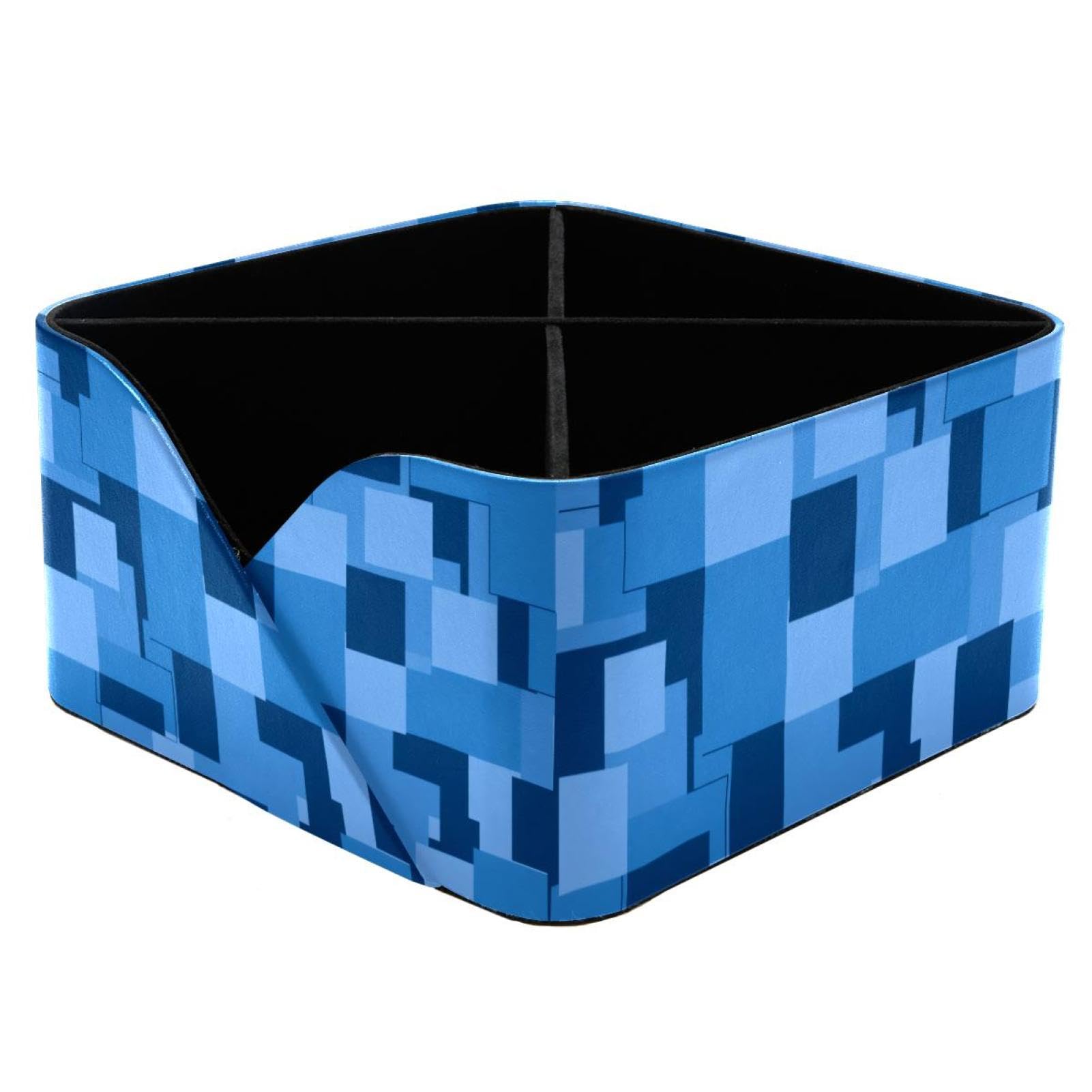 Porte-stylos bleu géométrique : boîte de rangement bureau pour fournitures