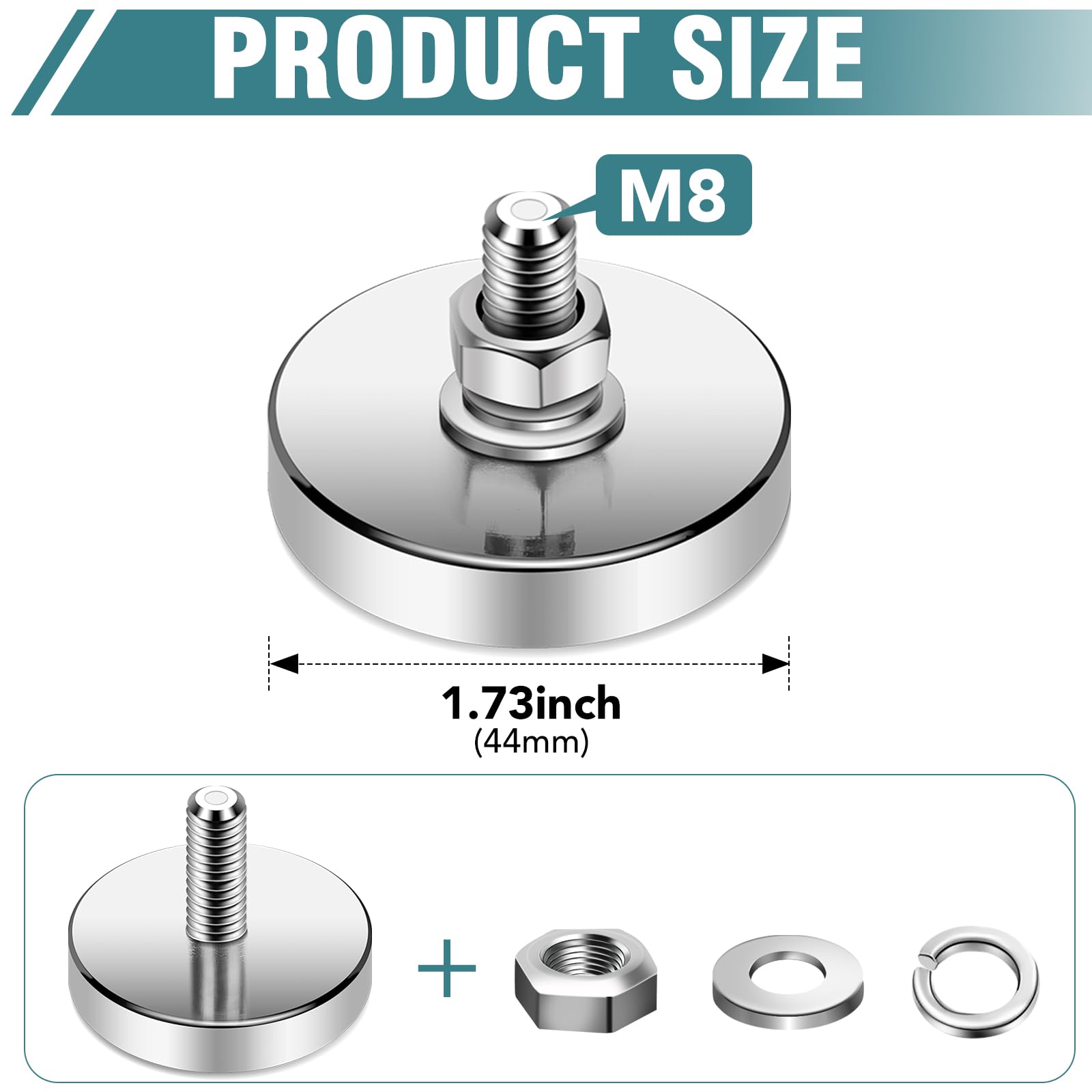 BEST CHOICE MAGNETS 4 Packs Super Strong Round Magnet 44mm D, 200 lb — Amazon image 2
