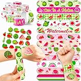 48 PCS Watermelon Party Set 24 PCS Watermelon Tattoos & 24 PCS Slap Bracelets Fun Summer Birthday, Baby Shower, Classroom Rewards, Decorations & Gifts for Kids