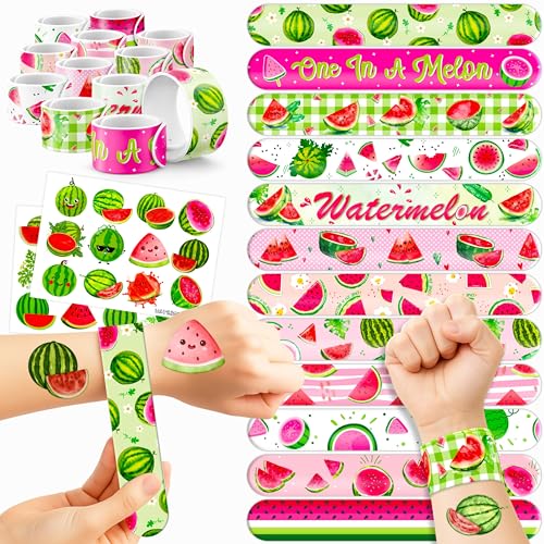 48PCS Watermelon Party Favors Decoration Temporary Tattoos &amp; Slap Bracelets