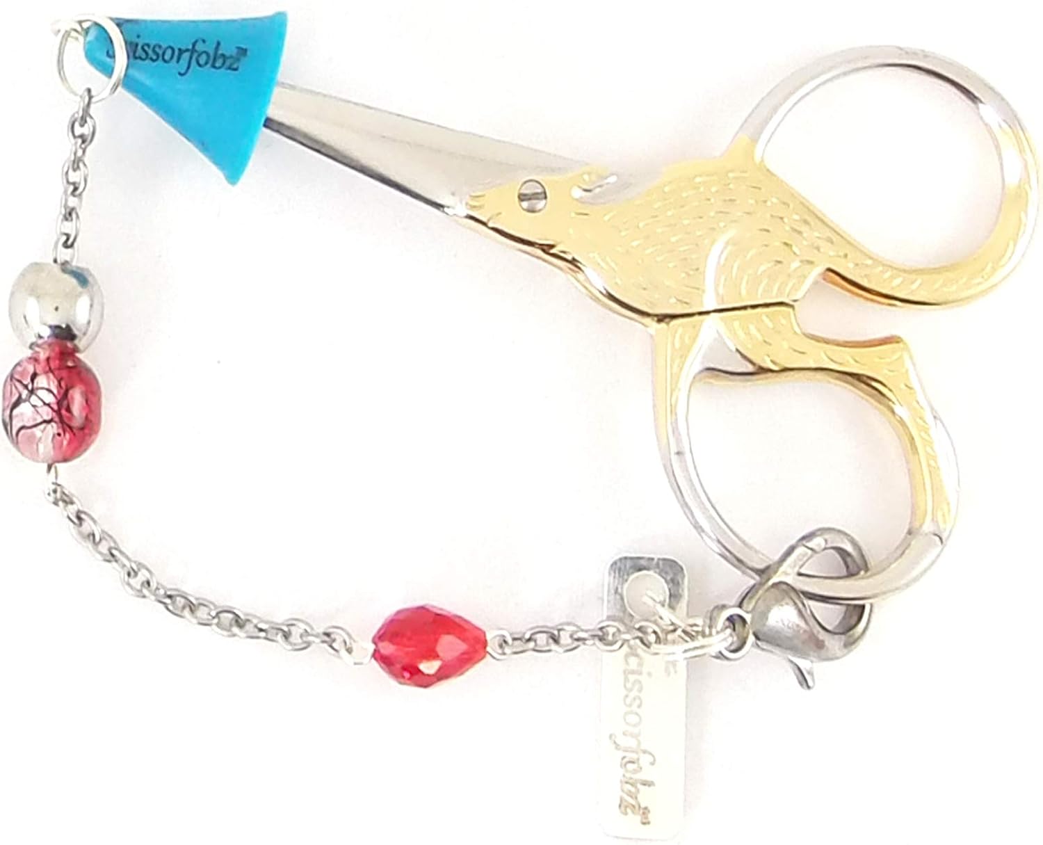 Scissors Fobs by SCISSORFOBZ-Elegant Collection - Key Ring Key chain Bracelet Wristlet Purse Backpack Bag Charm- Quilters Sewers Embroidery Gifts. Beautiful Gift Box Included. E15000736