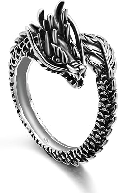 Dankadi Men Vintage Dragon Ring 925 Sterling Silver Open Punk Rings For Women Adjustable Rings Solid Silver Gothic Hip Hop Jewelry Gift
