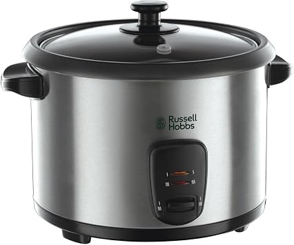Russell Hobbs CookHome 19750-56 Steamer and Rice Cooker, Stainless Steel, Capacity 1.8 L, Glass Lid, 700 W, Grey