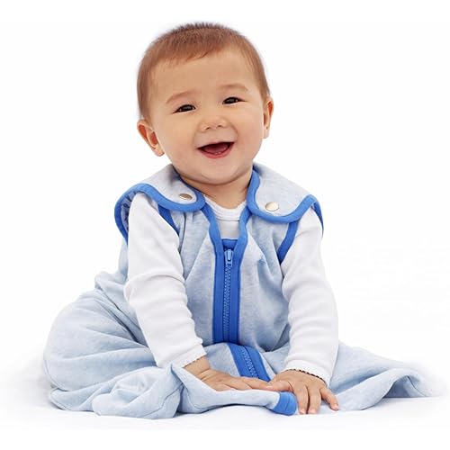 Baby Deedee Sleep Nest Lite - Baby Sleep Sack 0.6 TOG 18-36 Months, Sleeping Bag with Soft Cotton & Patented Shoulder Snaps, Toddler Wearable Blanket for Boys & Girls, Heather Blue
