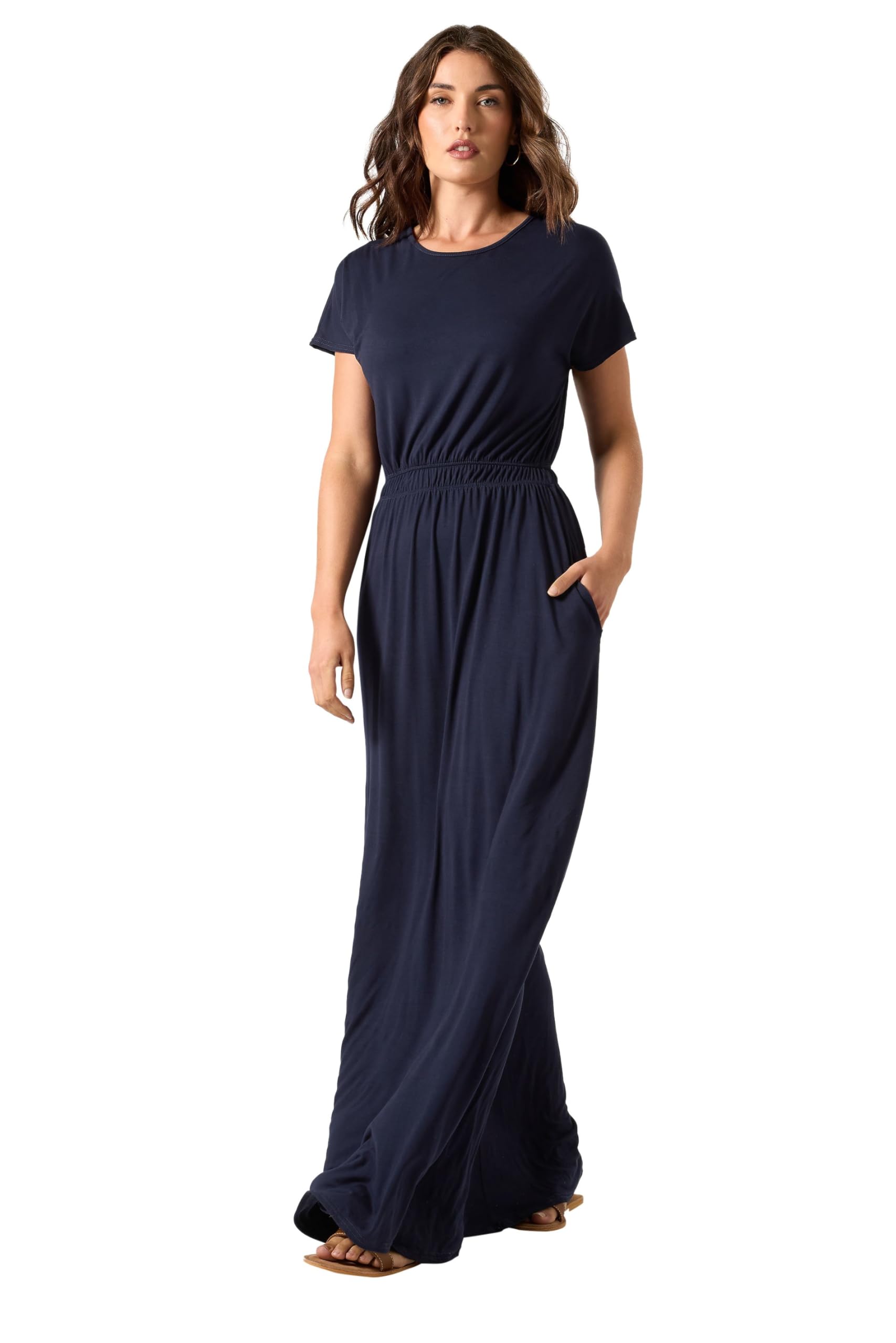 Long Tall Sally - LTS Tall Blue Shirred Waist Maxi Dress - Women's