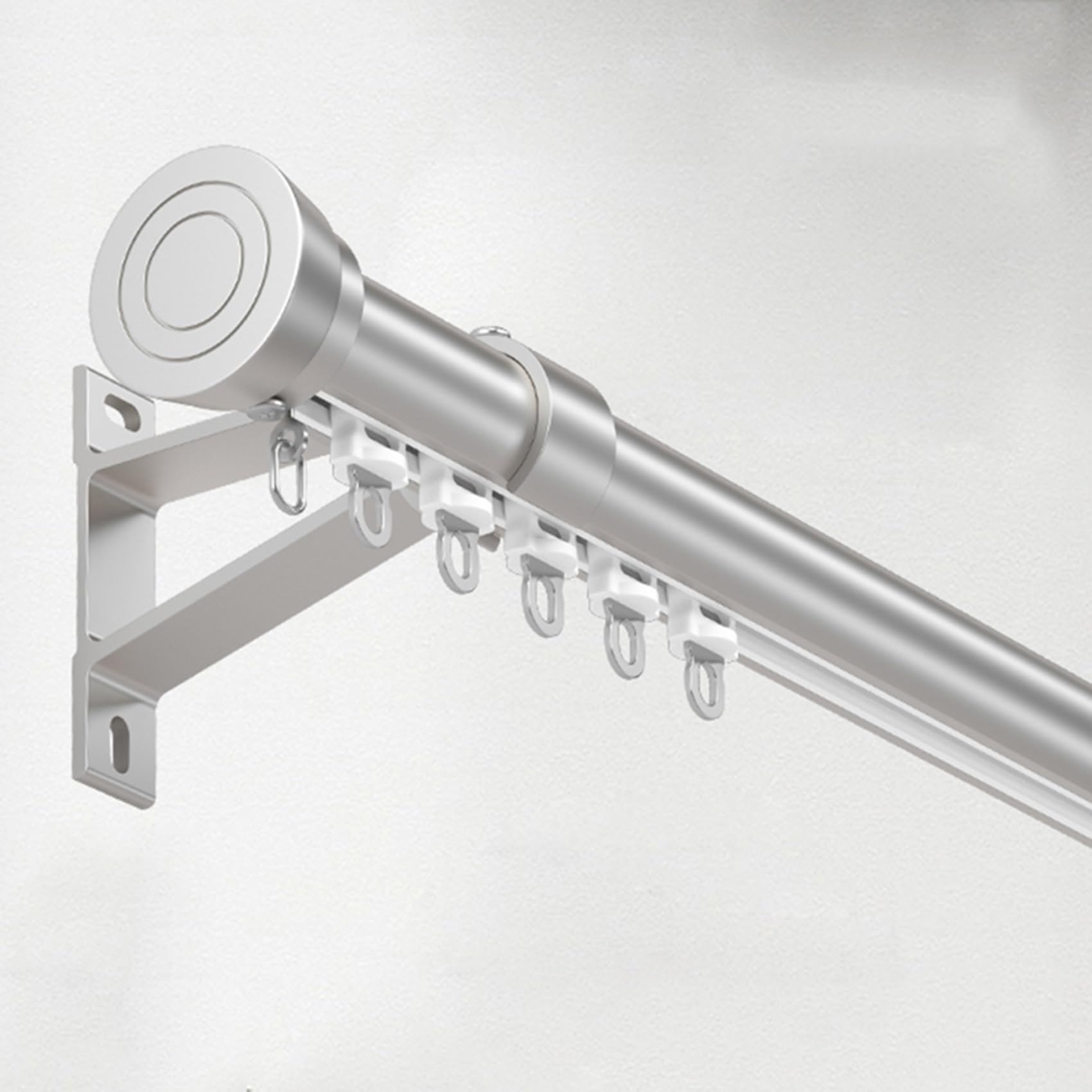 Gardinenschiene Vorhangstange 100-500cm, Durchmesser 4.25cm Vorhangschiene Mit Halterungen, Vorhang-Gleitschiene Für Schiebevorhang - Aluminium(Gray-A,300cm/118.1in(2x150cm))