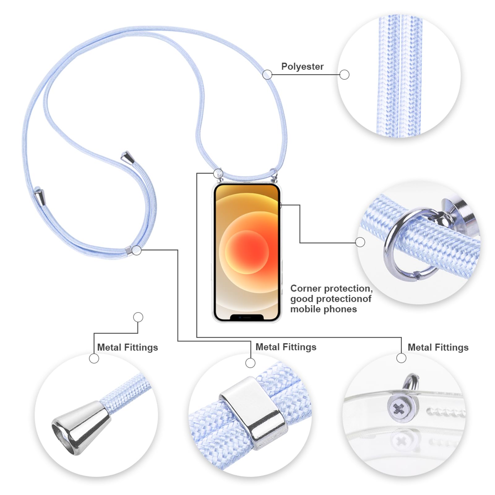 Yoedge - Collar Compatible Con Apple IPhone XR De 6,1 Pulgadas, Funda De Teléfono Con Cordón Ultrafino, Flexible, TPU Antigolpes, Funda TPU De 360 Grados, Antigolpes, Con Cordón Ajustable, Muñeco De