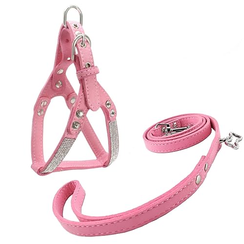 Newtensina Moda Perro arnes con Diamante y Correa Bling Linda Perro arnes Cachorros arnes con Correa…