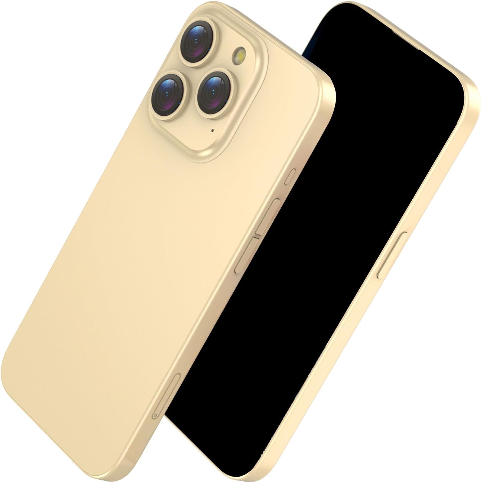 Fake Phone Dummy Prop Phone, Black Screen Prank Stuff Decoy Pear Non-Working Phone 15 for Kid Play, Display Look Like Real Phone 15 (Gold)