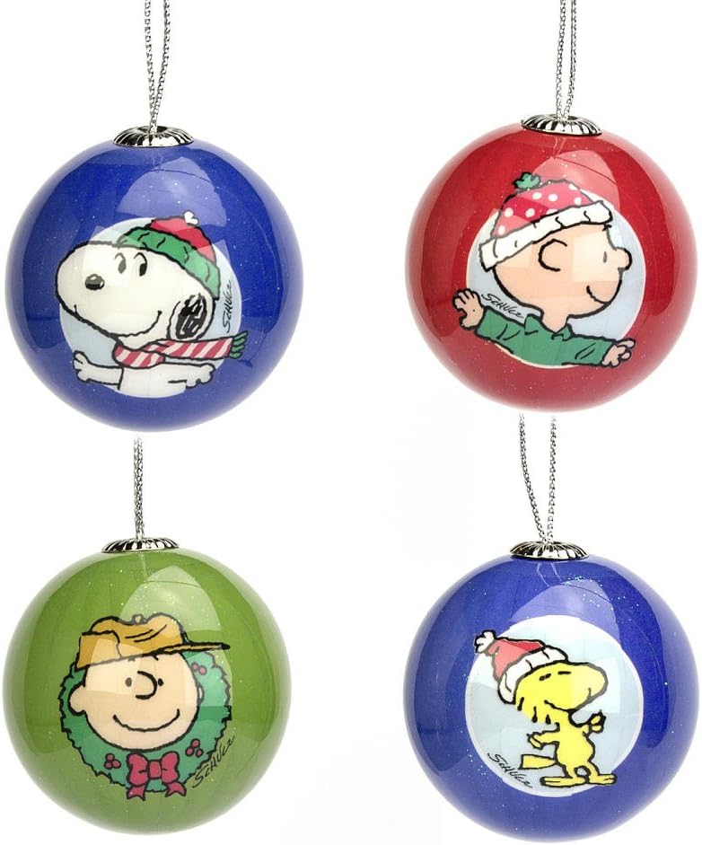 Peanuts Christmas Tree Ball Bauble Ornaments Set Of 4 Amazon Co Uk Home Kitchen
