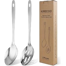 Kirecoo 2PCS Stainless Steel Serving Spoons Set, Solid & Slotted