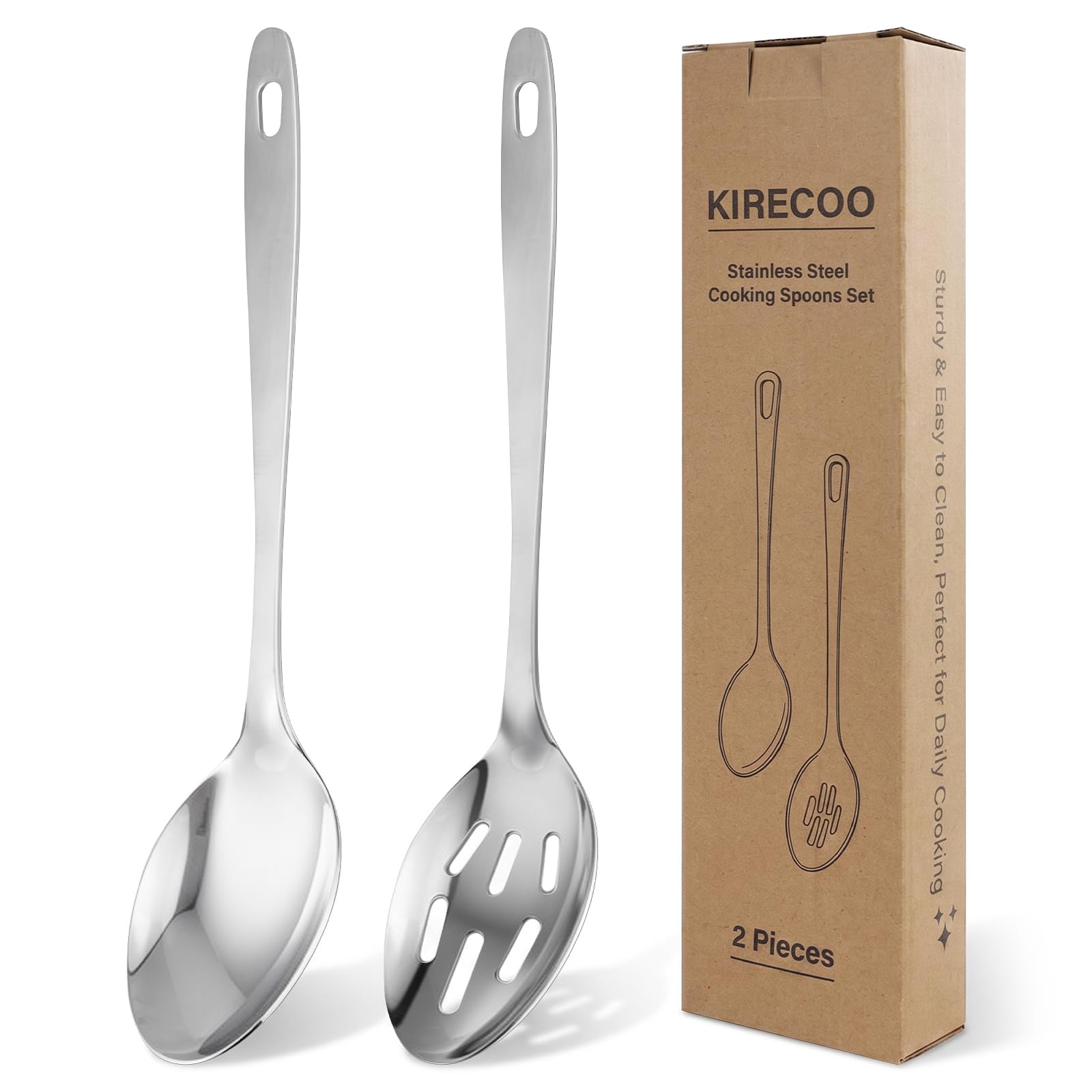 Kirecoo Stainless Steel Serving Spoons - 2 Piece Set -1