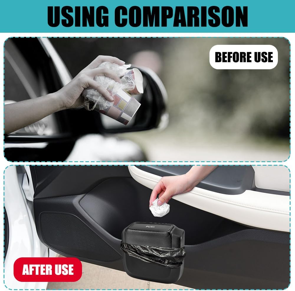 Car Trash Can with Lid, Car Trash Bin, Leakproof Automotive Garbage Container Bin, Universal Mini Auto Garbage Can Auto Accessories Compatible with Vehicle, Home, Office