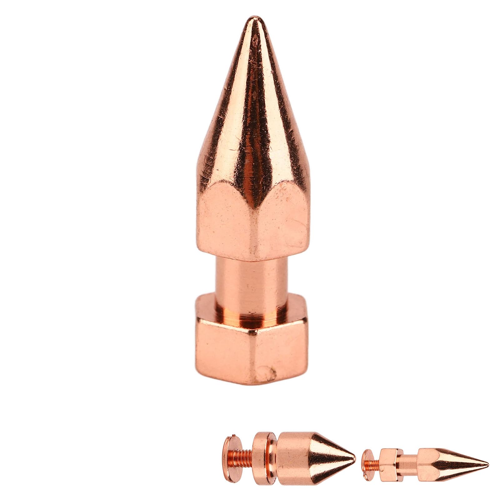 JEOZBM 100 Sets Nieten und Spikes, Kegelförmige Spikes Aus Roségoldenem Metall, Punk-Kleidungsspikes, Schraubnieten, Nieten für DIY-Schuhe, Gürtel, Taschen, Kleidung(8 * 26mm-Roségold)
