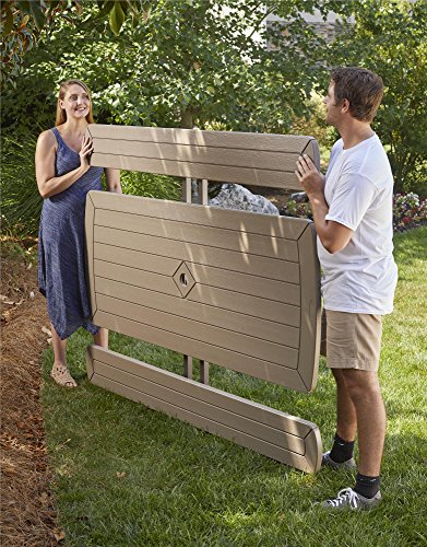 Cosco Outdoor Living 6 Ft. Folding Picnic Table, Taupe Wood Grain With Brown Legs #TOP1
