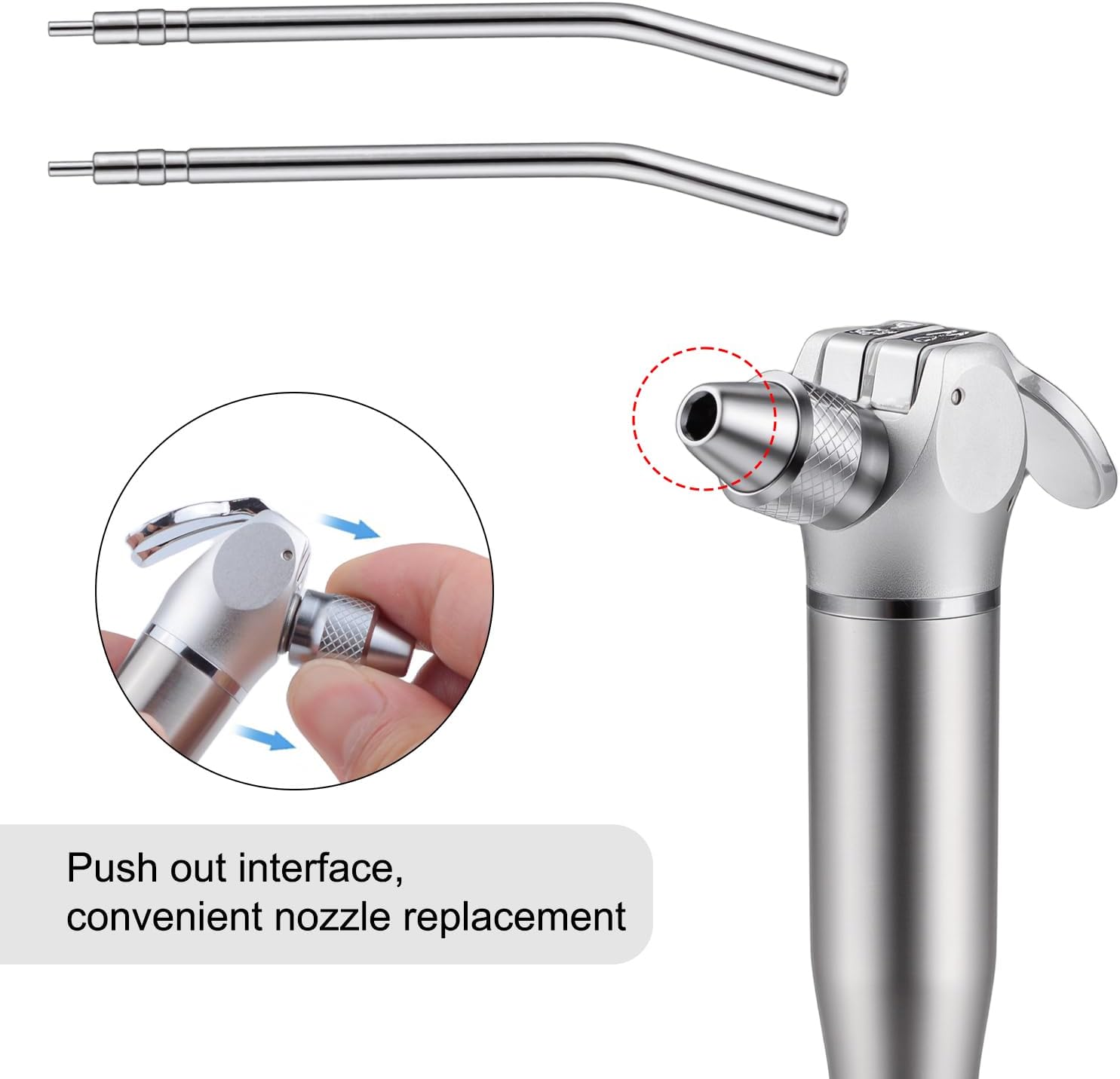 3-Way Spray Alloy Double Nozzles Professional Irrigation Syringe Stainless Steel Large Contact Area Push Button Syringe(4 Pcs/Set)