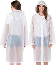 Tosean Pack of 2 Rain Poncho, Rain Cape, Reusable Raincoat with Hood, Waterproof, Transparent Rain Poncho, Breathable Rain Cape, Portable Rainwear, Rain Jacket, 160-190 cm