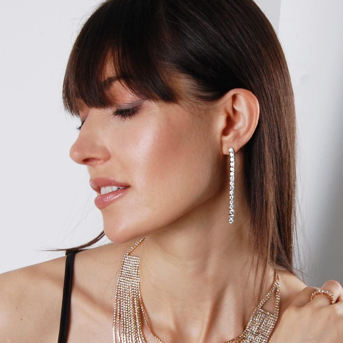 Simulated Diamond Drop Earrings for Women - Cubic Zirconia Statement Tennis Earrings - Hypoallergenic and Safe for Sensitive Ears - Image 8