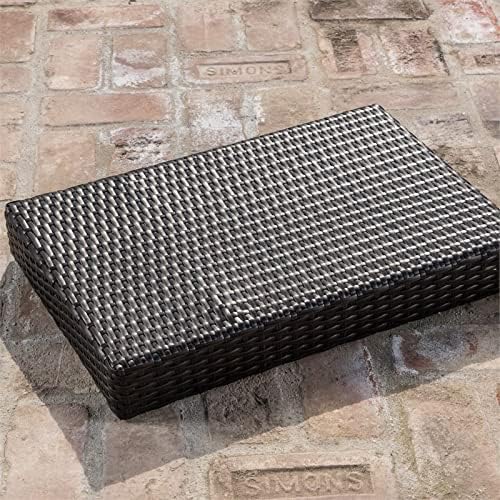 GDF Studio Savana 3 Piece Outdoor Wicker Lounge with Water Resistant Cushions & Coffee Table (MultiBrown/JungleGreen)