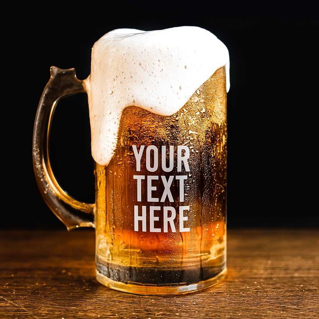Gifts Inscribed Personalized Beer Mug 16 oz Engraved Beer Glass with Custom Text - Customized Drinkware - Unique Gift for Dad, Husband, Birthday, Wedding, Anniversary, Father's Day