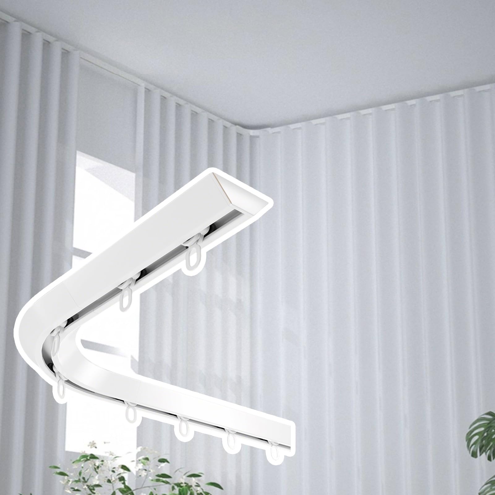 Riel de cortina de techo para ventana de bahía, ideal para la decoración del hogar elegante