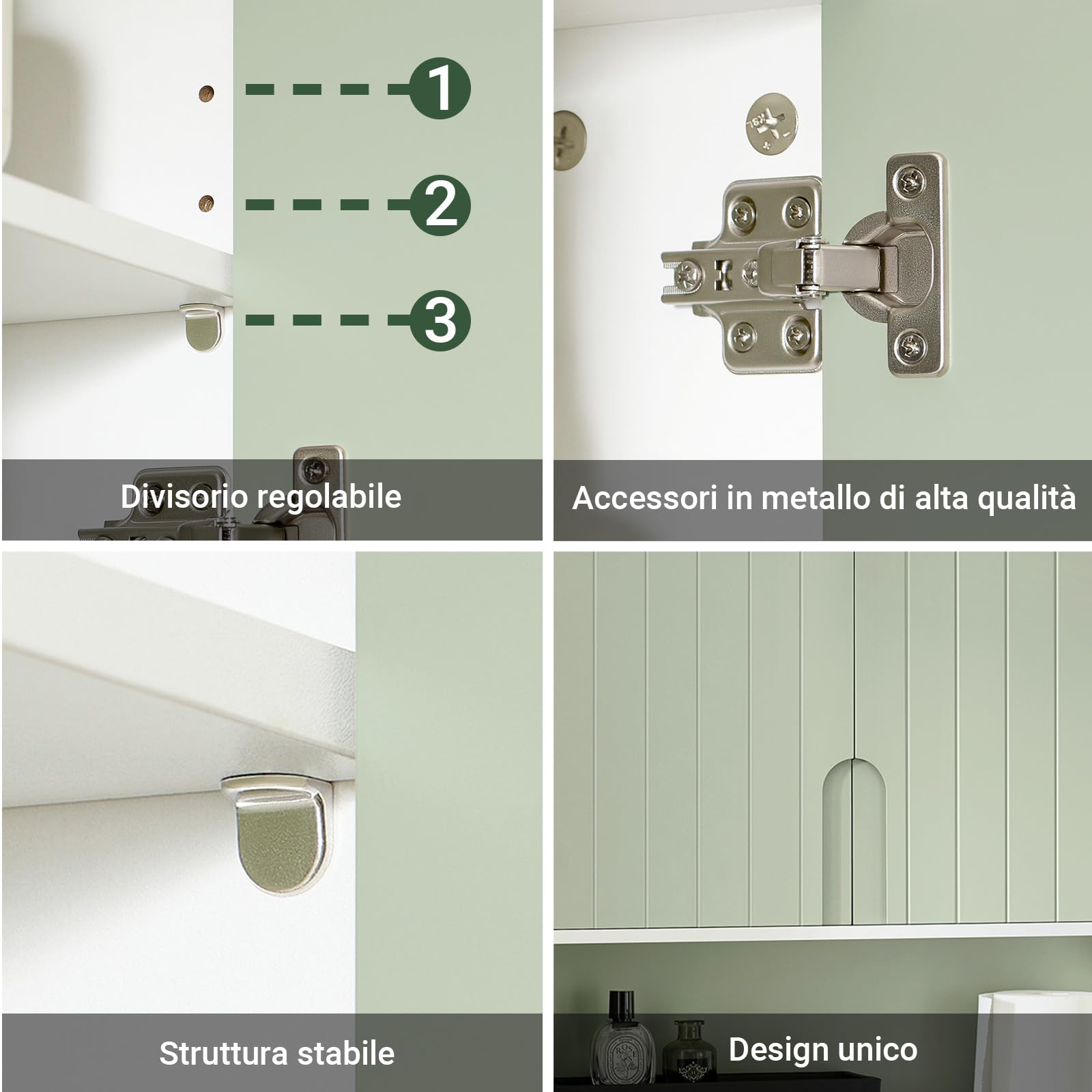 SoBuy Pensile Bagno Sospeso Salvaspazio da Parete, Mobile Bagno Sottile 15 cm con Ante e Ripiano, Armadietto Contenitore Moderno per Arredo Bagno BZR140-GR