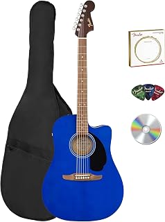 Fender California Redondo CE Acoustic-Electric Guitar - Saphire Blue Bundle with Gig Bag, Strings, Picks, and Austin Bazaar Instructional DVD