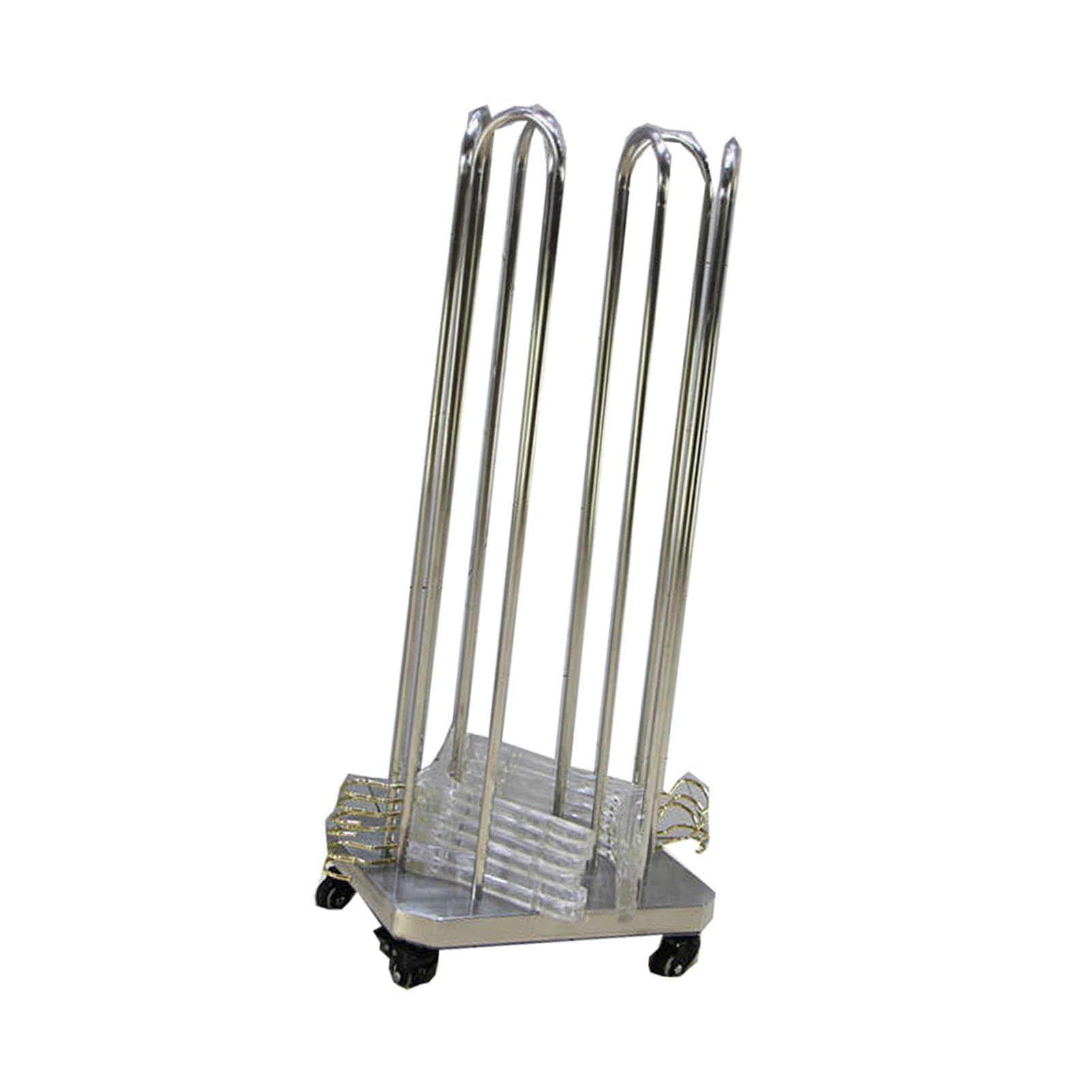 Meuble de rangement pour cintres double face en acier sur roues pour coulisses de défilé