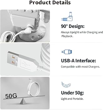 Tonton 1M USB Charger Cable for Tonies Toniebox, DC 5V to 9V Replacement Charging Base Station Power Cord for Tonie Box Audio Player, DC Barrel Plug Adapter, DC Voltage Converter