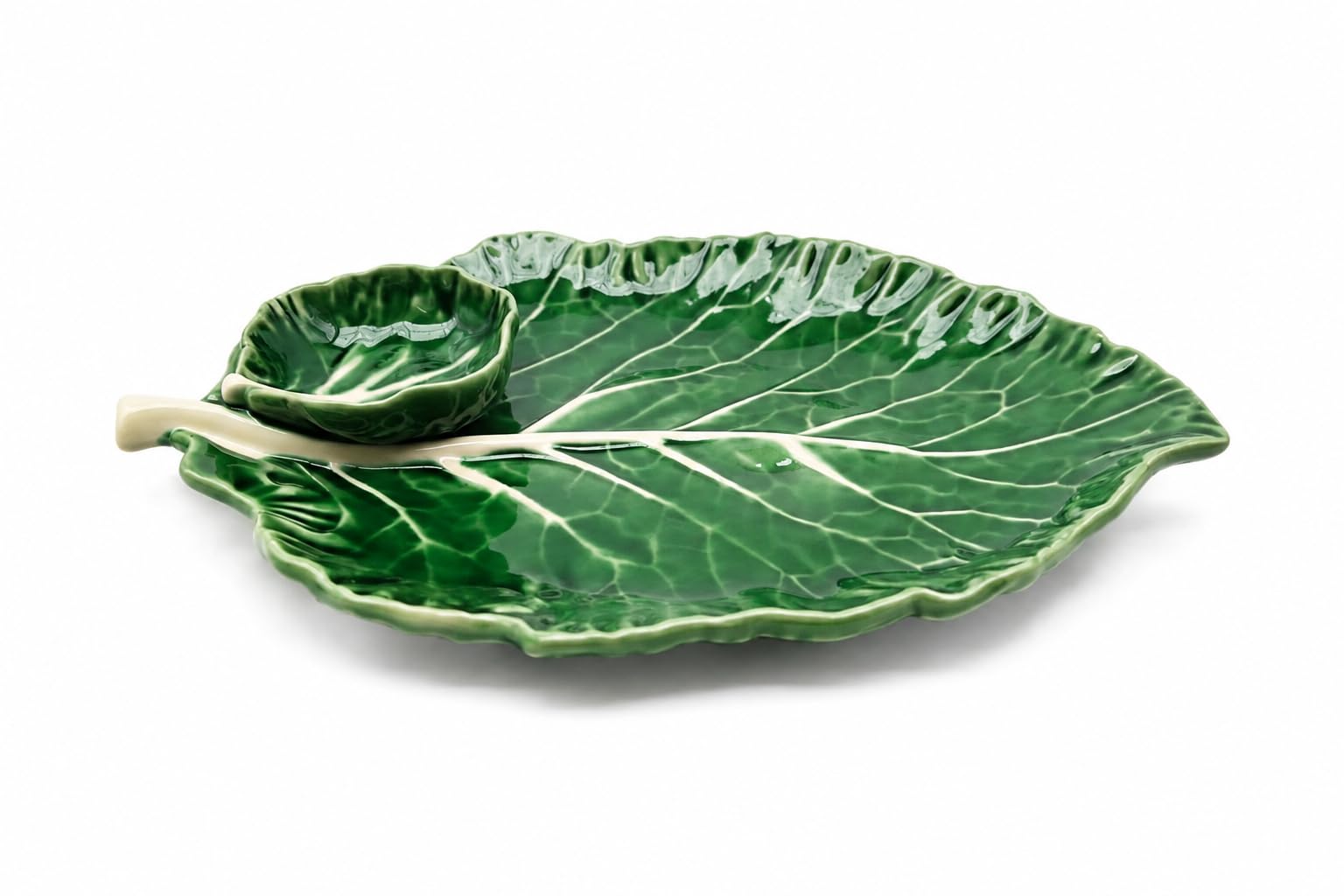 Talerz ceramiczny 28 cm z miseczkami do dipów, talerz do serwowania fajansu