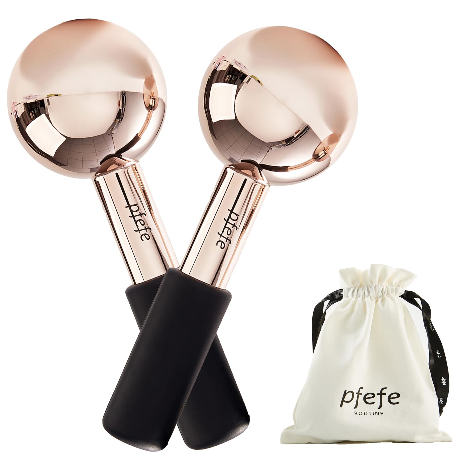 pfefe Ice Globes for Face & Eyes, Unbreakable Stainless Steel Cryo Sticks for Beauty Routines, Facials Cold Roller Colling Globes for Puffiness, Wrinkles, Dark Circles, Headaches