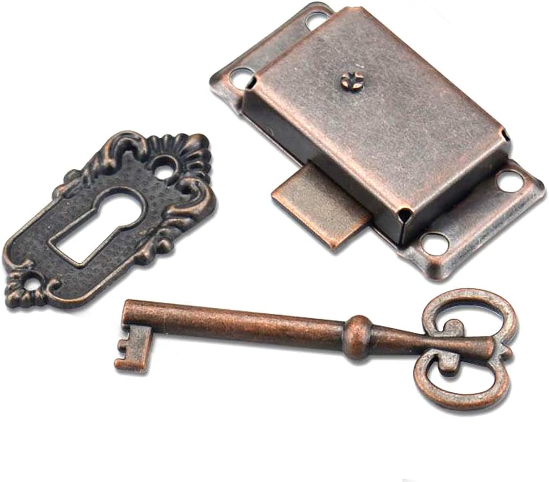 Vintage Door Locks with Key, Square Retro Drawer Cupboard