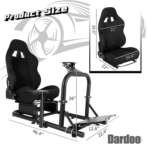 Vista 2 de Dardoo Racing Wheel Stand Cockpit with Black Seat Fits for Logitech G29 G920&G923 Thrustmaster T300RS TX Fanatec PC PS4 Xbox G920 Simulator Racing