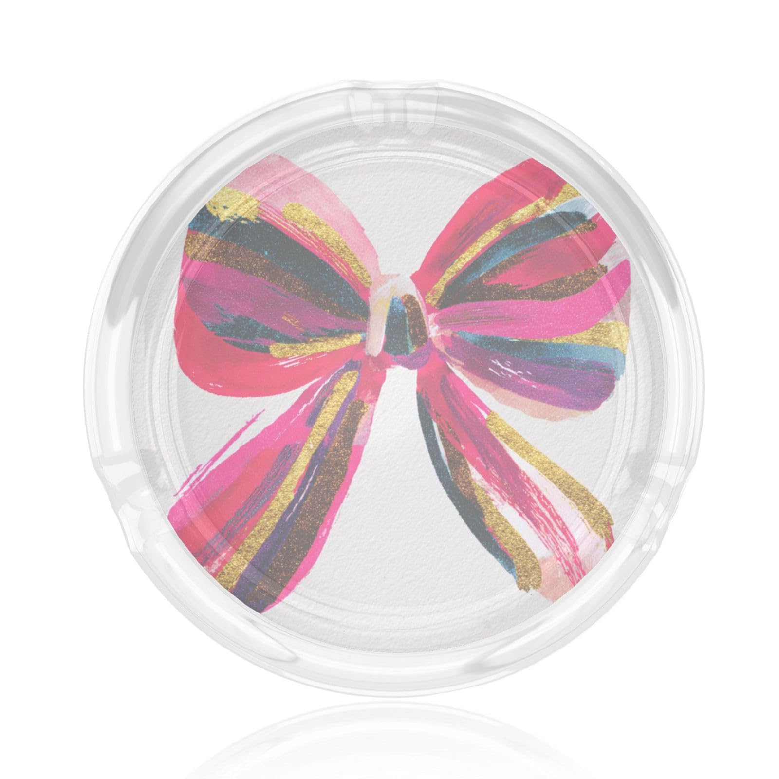 Coquette Bow Iridescent Pink Gold Glass Ashtray For Cigarettes Ash Trays Case For Home Office Decor