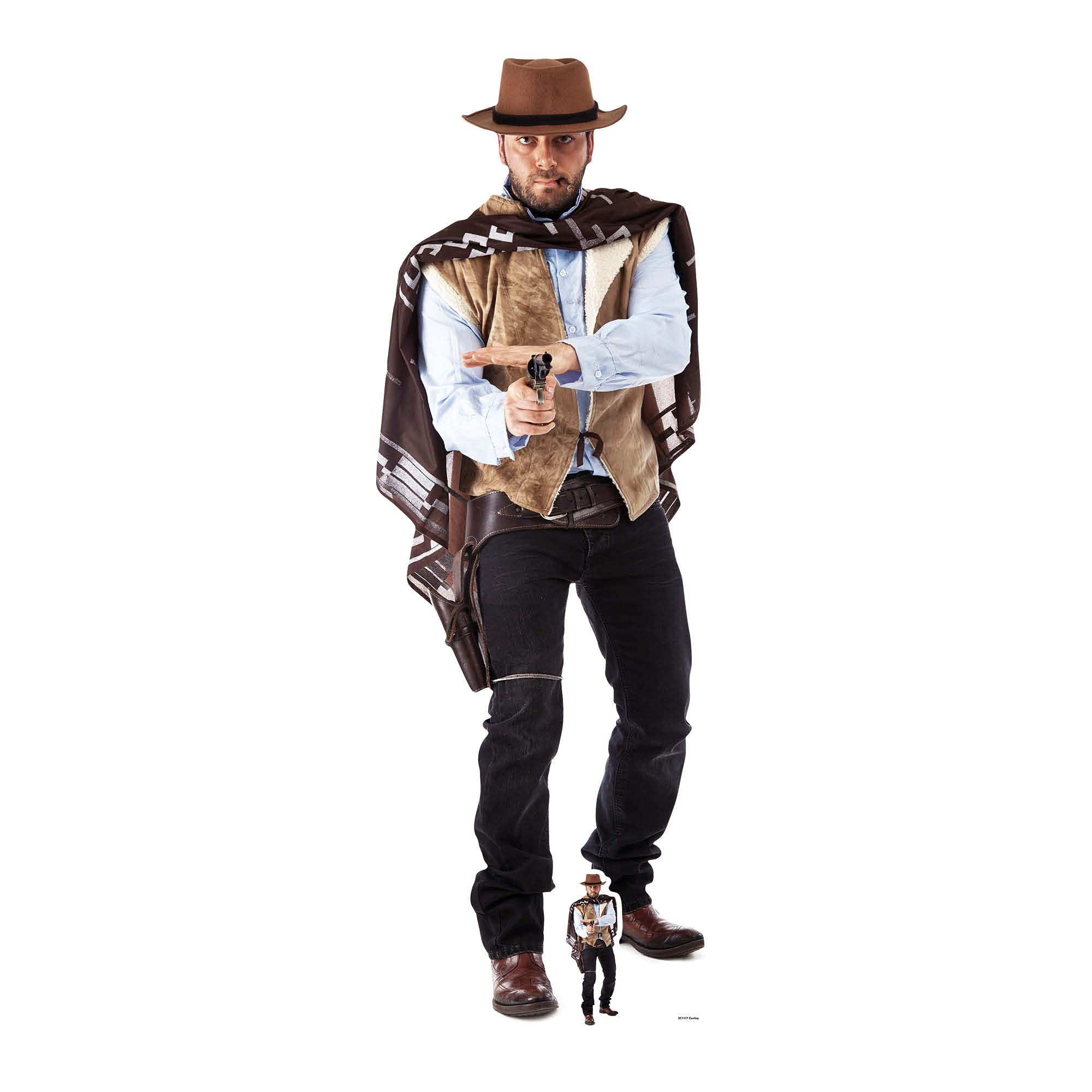 Star Cutouts Multi-Colour Cowboy Lifesize Cardboardcut Out With Free Mini Cut Out Of Cardboard, Cardboard, 178 X 61 X 178 Cm