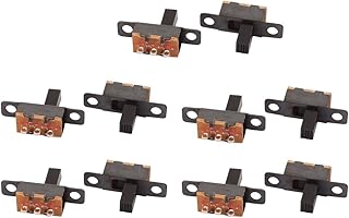 sourcingmap 10Pcs 2 Position 3P SPDT Panel Mount Micro Slide Switch Latching Toggle Switch