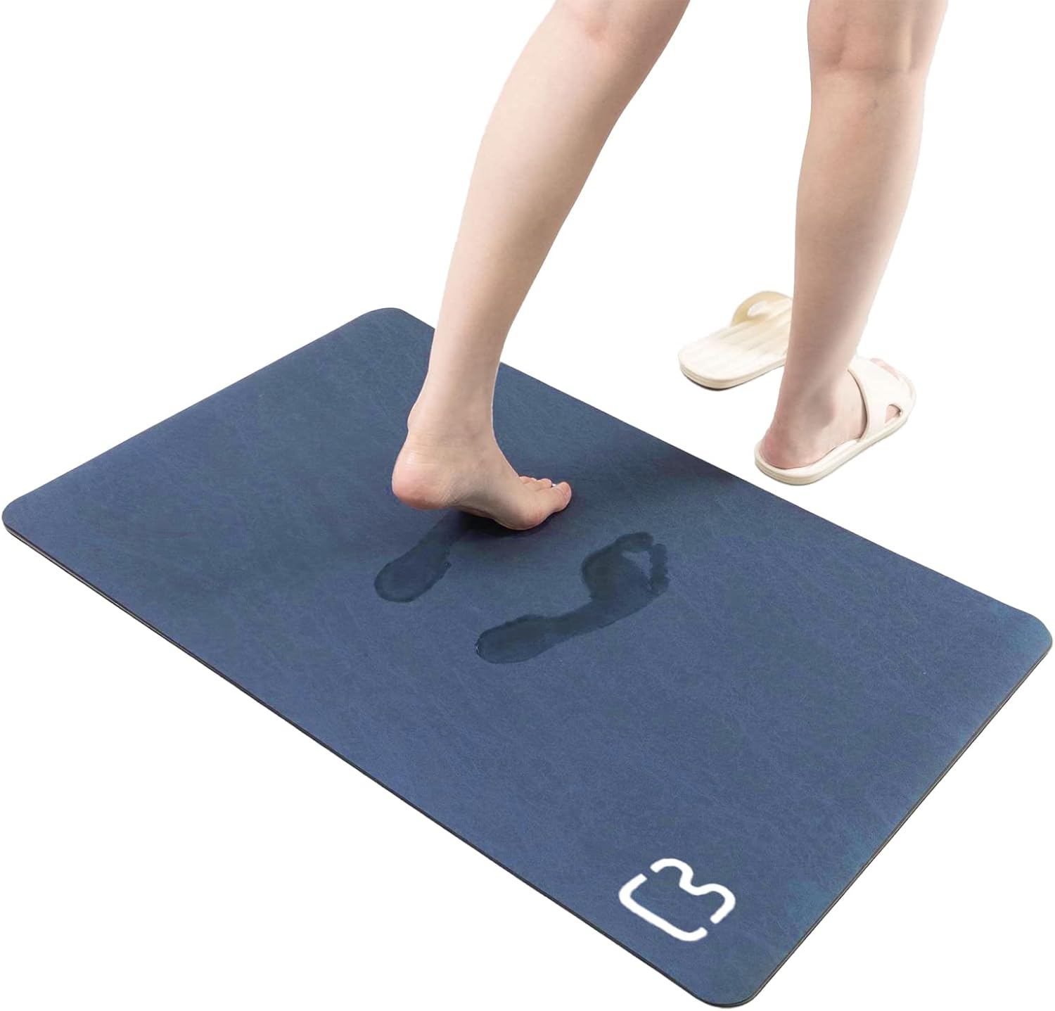 Bath Mat Rug Diatomaceous Earth Bath mat Non Slip Quick Dry Super Absorbent Bath Stone Mat Fast Drying Thin Bathroom Rugs fit Under Door, Bathtub, Sink, Machine Washable (Creamy-White, 19.6''x31.4'')