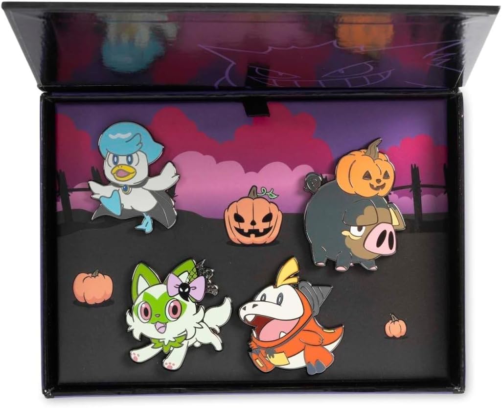 Pokémon Center: Sprigatito, Fuecoco, Quaxly & Lechonk Pokémon Halloween Pin Box Set (4-Pack) image 3