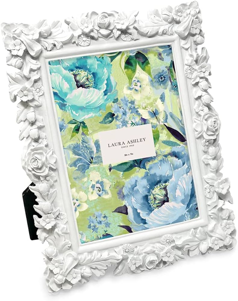 Amazon.com - Laura Ashley 5x7 White Floral Textured Hand-Crafted