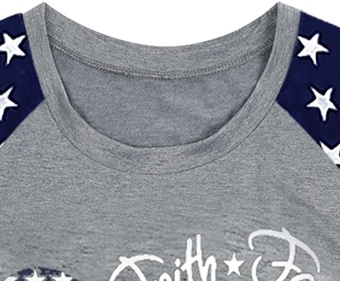 Women's American Flag Shirts Tee 4th of July T Shirts Patriotic Short Sleeve Star Stripes USA Tee Tops