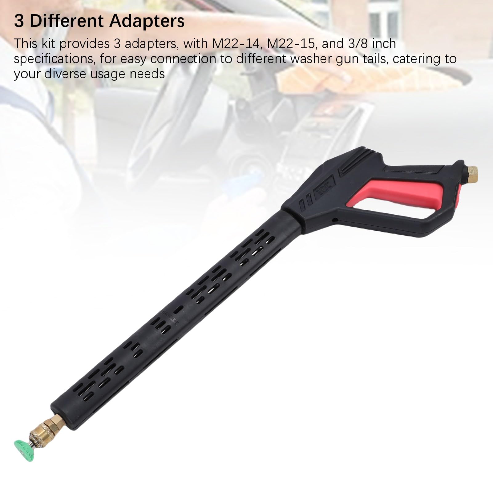 Cocoarm Kit Pistola Idropulitrice, Bacchetta Prolunga Ugello, Kit Pistola Idropulitrice Portatile Adattatore con 5 Ugelli per Lavaggio Auto, Pulizia Moto e Altro