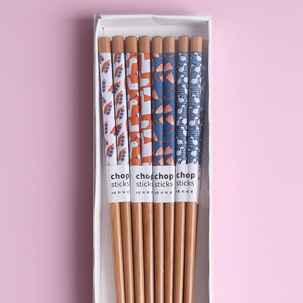 Lot De 5 Paires De Baguettes Japonaises En Bambou Naturel Avec Impression Unique, Réutilisables, Pour Nouilles De Riz Sushis, Vaisselle Chinoise Lavable Au Lave-vaisselle, 22 Cm De Long