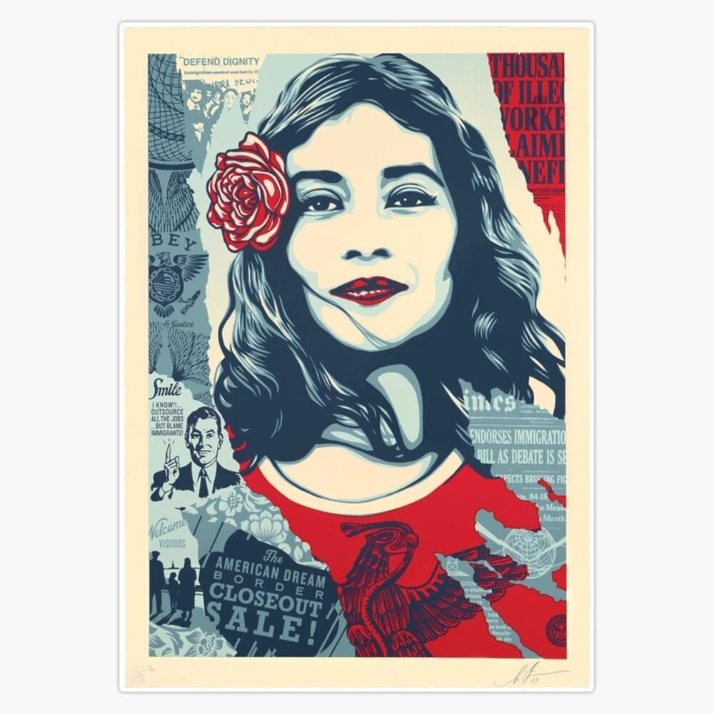 Orjdjz Wxkbl Beautiful Woman by Shepard Fairey Poster and Prints Pop Wall Art Shepard Fairey Canvas Painting Modern Picture for Home Decor 40x60cm Frameless