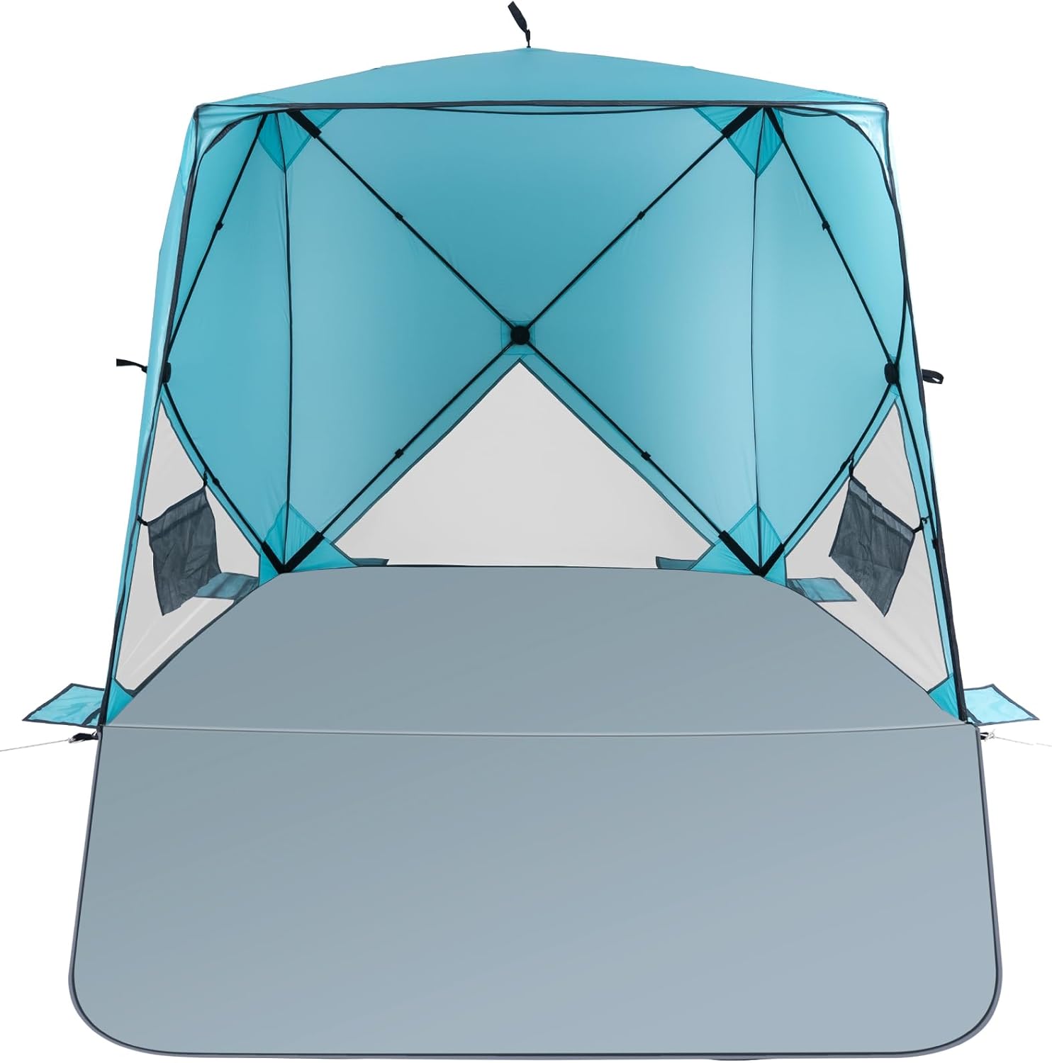 Beach Tent,Beach Sun Shelter with UPF 50+UV Protection with Extendable Floor mat for 3-4 Person, Waterproof Portable Easy Setup Beach Canopy Shade Tent for Outdoor Camping, Picnics