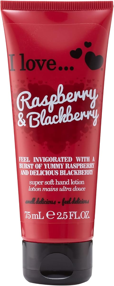 I Love Raspberry and BlackBerry Super Soft Hand Lotion - Hand Lotion for Dry Skin - Sweet Fragrance with Fruit Extracts - Organic Hand Cream - 2.5 oz