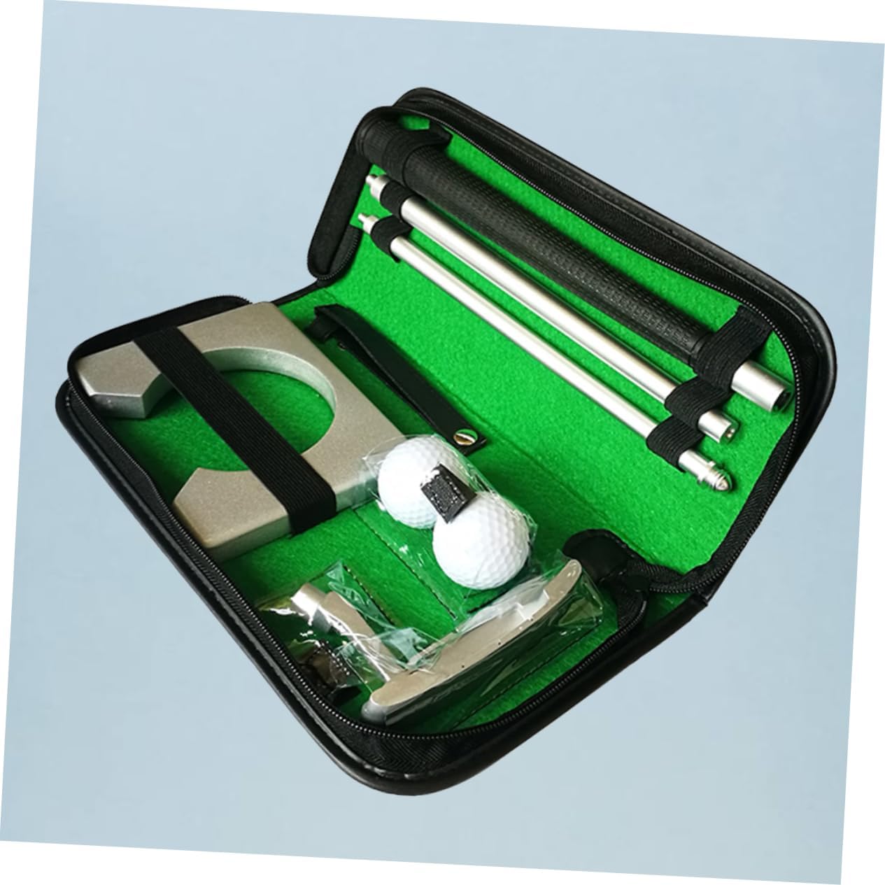 Kisangel Portable Putter Training Set for Golf Practice Right-Handed Putter Aids Accessories Indoor/Outdoor Use for Beginners and Pros