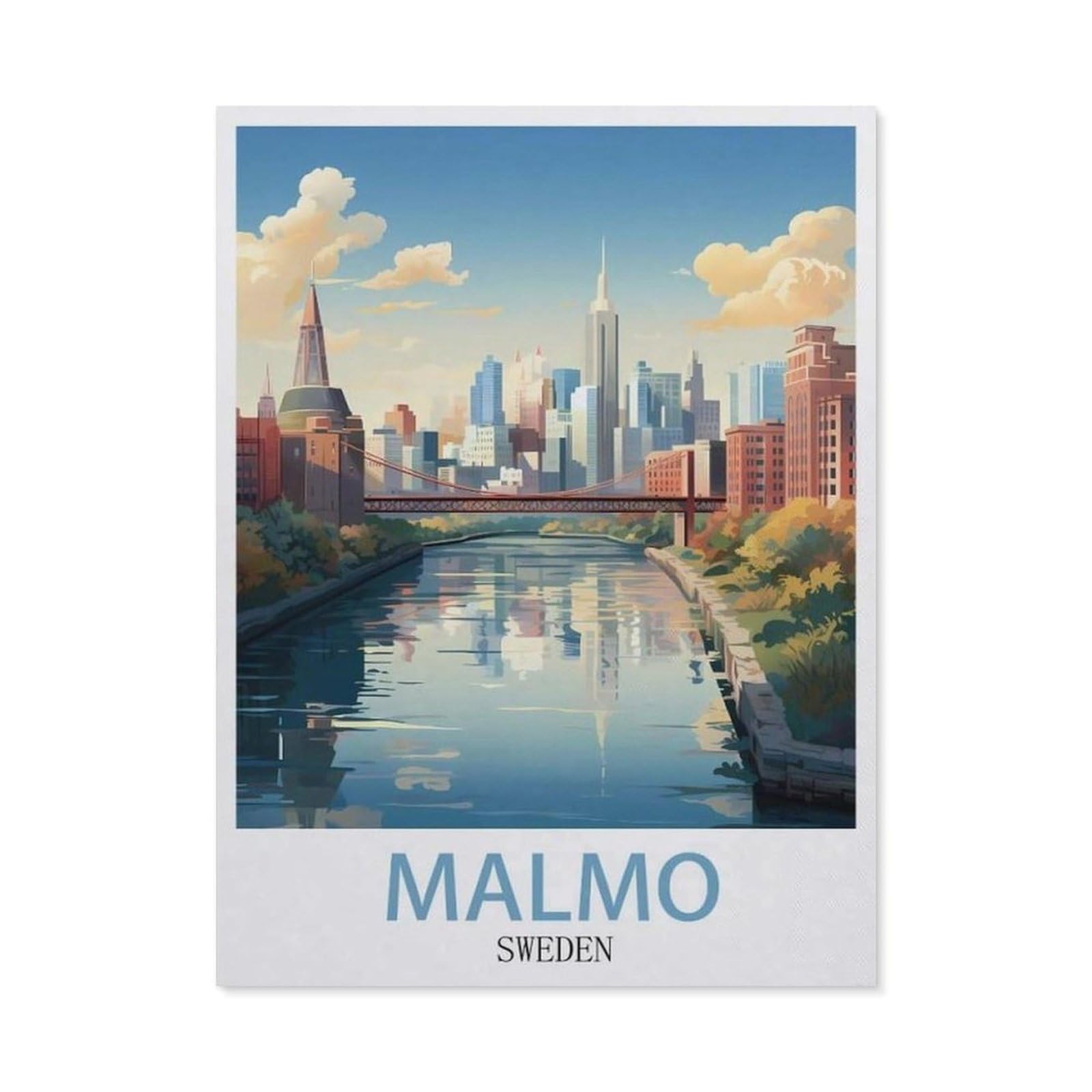Funny Metal Tin Sign Wall Decor，Malmo Sweden(20x30cm）