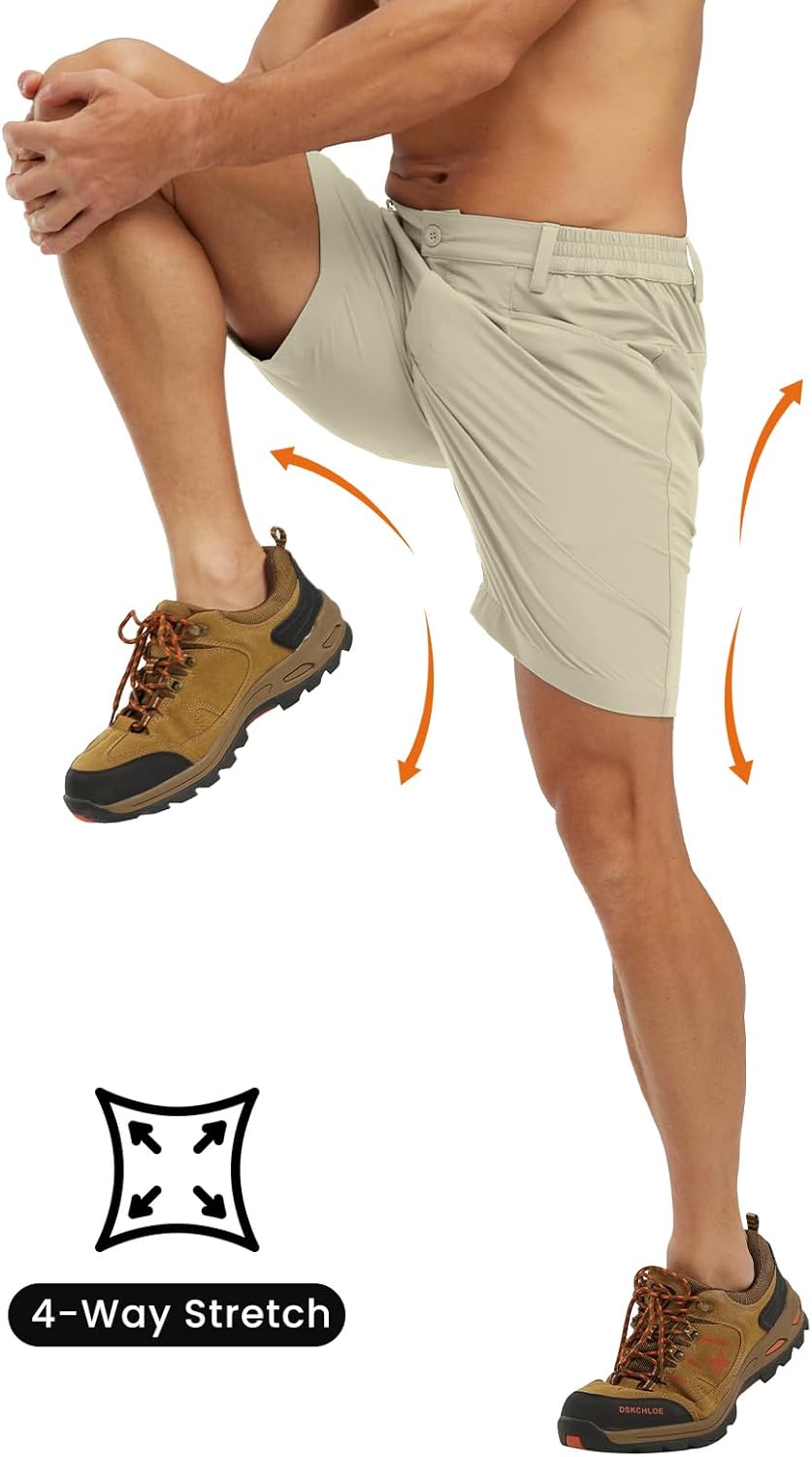 Rdruko Men's Stretch Golf Shorts 7 '' Dress Casual Quick Dry Elastic Waist Lightweight Flat Front Work Shorts - Image 4